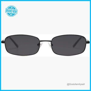 Retro Small Narrow Rectangle Sunglasses Y2K Chic Skinny Sunnies UV Protection